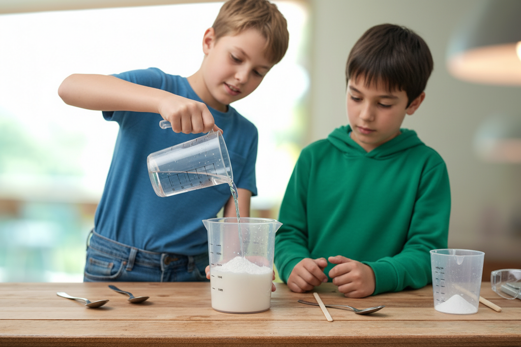 Jungen mischen Gießpulver